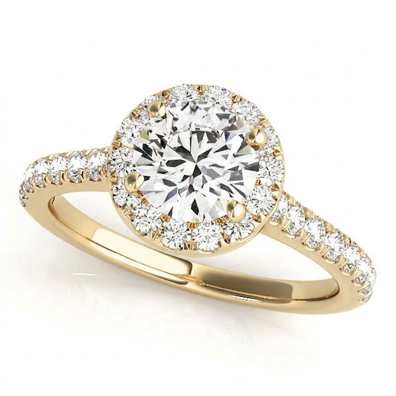 Halo Engagement Ring (Round Center) — 1 1/2 ct #50891 — Yellow Gold