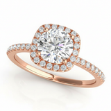 Halo Engagement Ring (Round Center) — 1 ct #50893 — Rose Gold