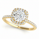 Halo Engagement Ring (Round Center) — 1 1/2 ct #50893 — Yellow Gold