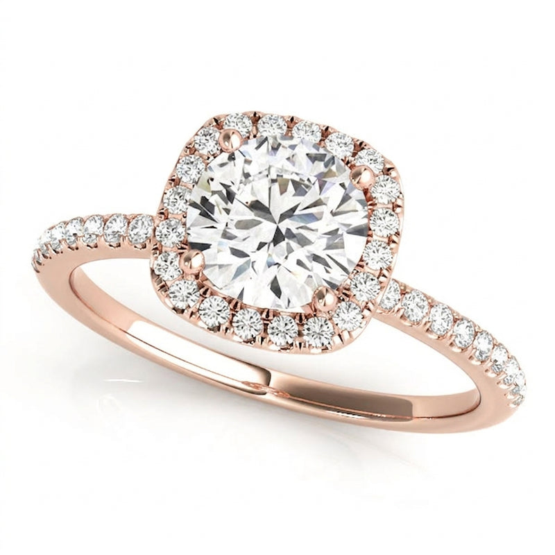 Halo Engagement Ring (Round Center) — 1 1/2 ct #50893 — Rose Gold