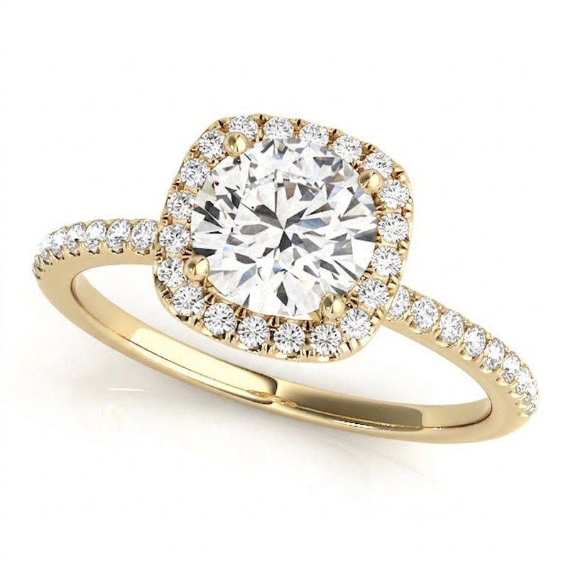 Halo Engagement Ring (Round Center) — 1 1/2 ct #50893 — Yellow Gold