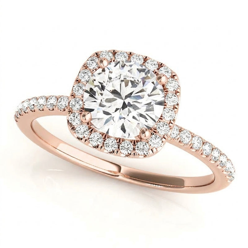 Halo Engagement Ring (Round Center) — 1 ct #50893 — Rose Gold