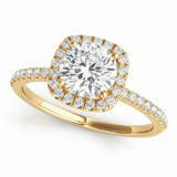 Halo Engagement Ring (Round Center) — 1 ct #50893 — Yellow Gold