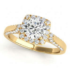 Halo Engagement Ring (Round Center) — 1 ct #50903 — Yellow Gold