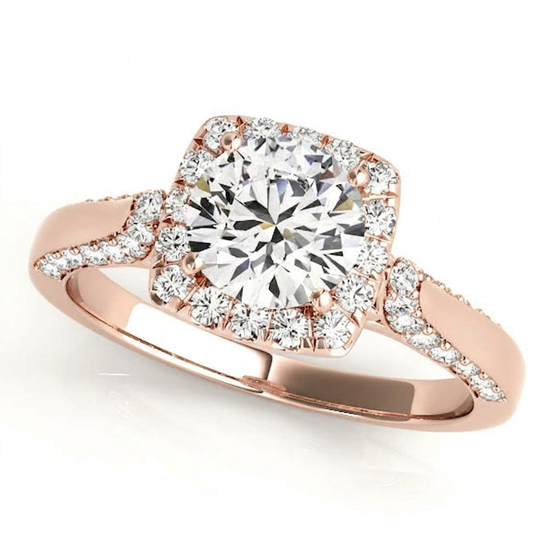 Halo Engagement Ring (Round Center) — 1 ct #50903 — Rose Gold