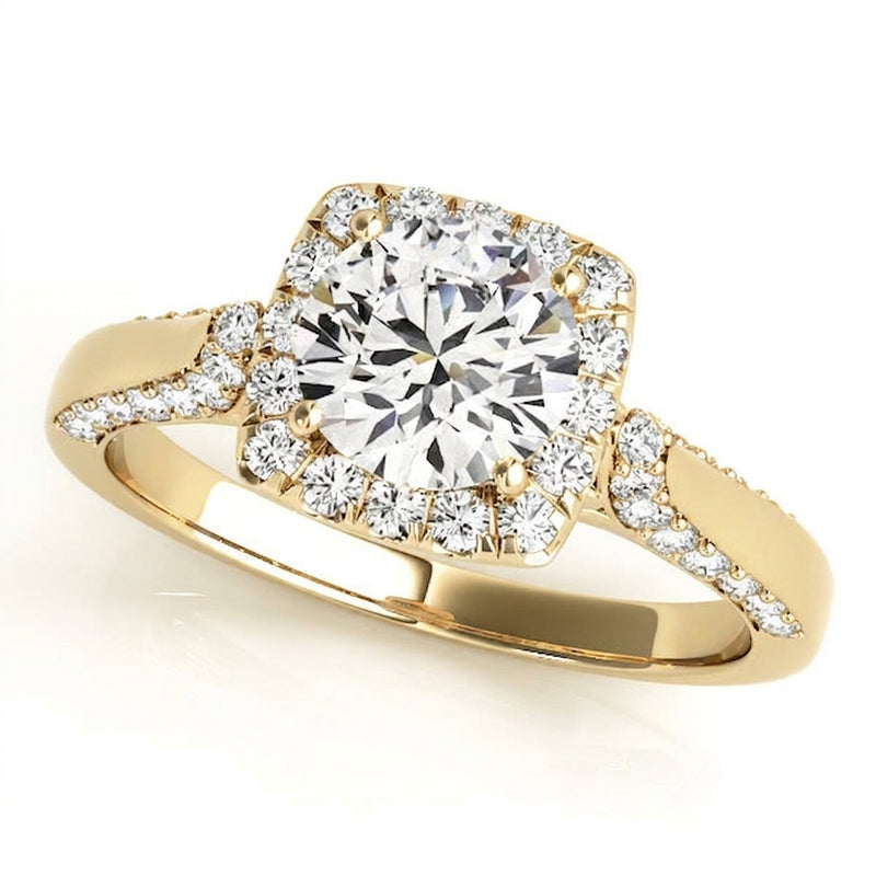 Halo Engagement Ring (Round Center) — 1 ct #50903 — Yellow Gold