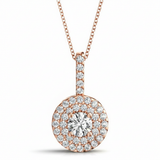3/4 ctw Halo Pendant — Rose Gold