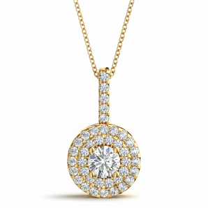 3/4 ctw Halo Pendant — Yellow Gold