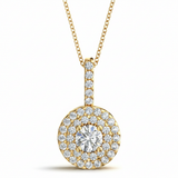 3/4 ctw Halo Pendant — Yellow Gold