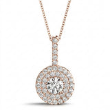 3/4 ctw Halo Pendant — Rose Gold