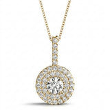 3/4 ctw Halo Pendant — Yellow Gold