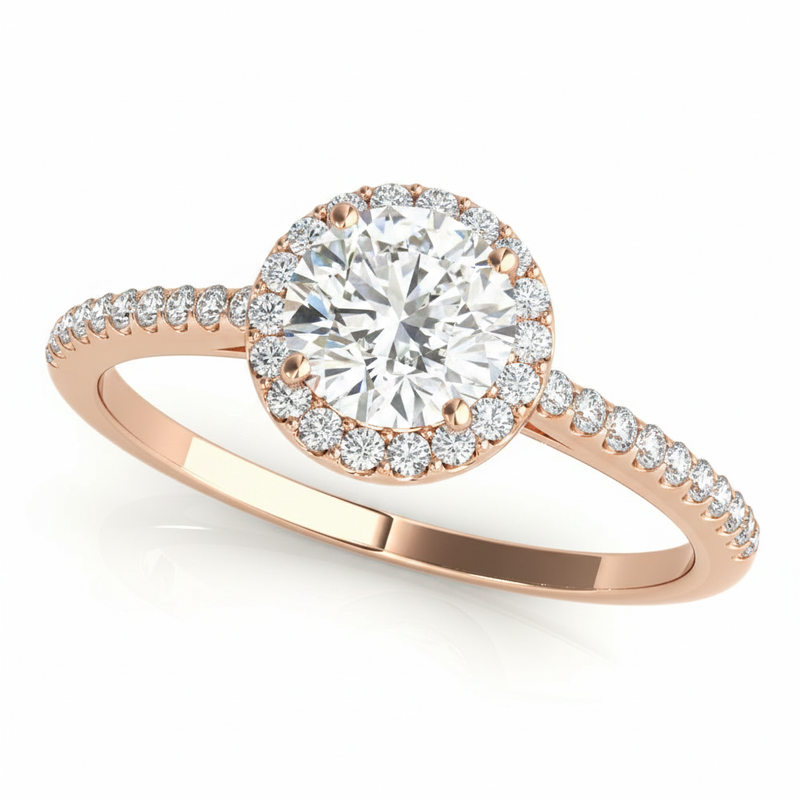Halo Ring Engagement Ring — Rose Gold