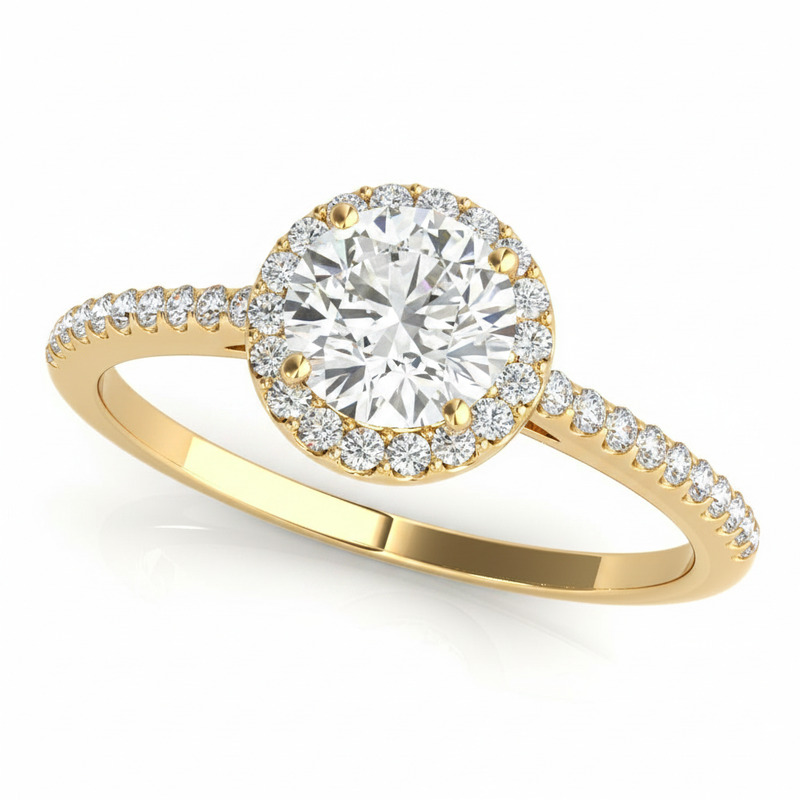 Halo Ring Engagement Ring — Yellow Gold