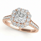 Halo Square & Engagement Ring (Cushion Center) — 5.5mm — Rose Gold