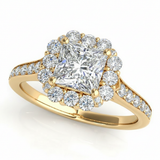 Halo Square & Engagement Ring (Cushion Center) — 5.5mm — Yellow Gold