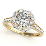 Halo Square & Engagement Ring (Cushion Center) — 5.5mm — Yellow Gold