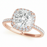 Halo Square & Engagement Ring (Cushion Center) — 6.5mm — Rose Gold
