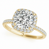 Halo Square & Engagement Ring (Cushion Center) — 6.5mm — Yellow Gold