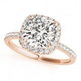 Halo Square & Engagement Ring (Cushion Center) — 6.5mm — Rose Gold