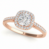 Halo Square & Engagement Ring (Cushion Center) — 7mm — Rose Gold