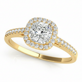 Halo Square & Engagement Ring (Cushion Center) — 7mm — Yellow Gold
