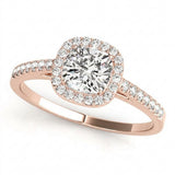 Halo Square & Engagement Ring (Cushion Center) — 7mm — Rose Gold