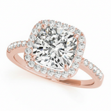 Halo Square & Engagement Ring (Cushion Center) — 83503 6 ct — Rose Gold