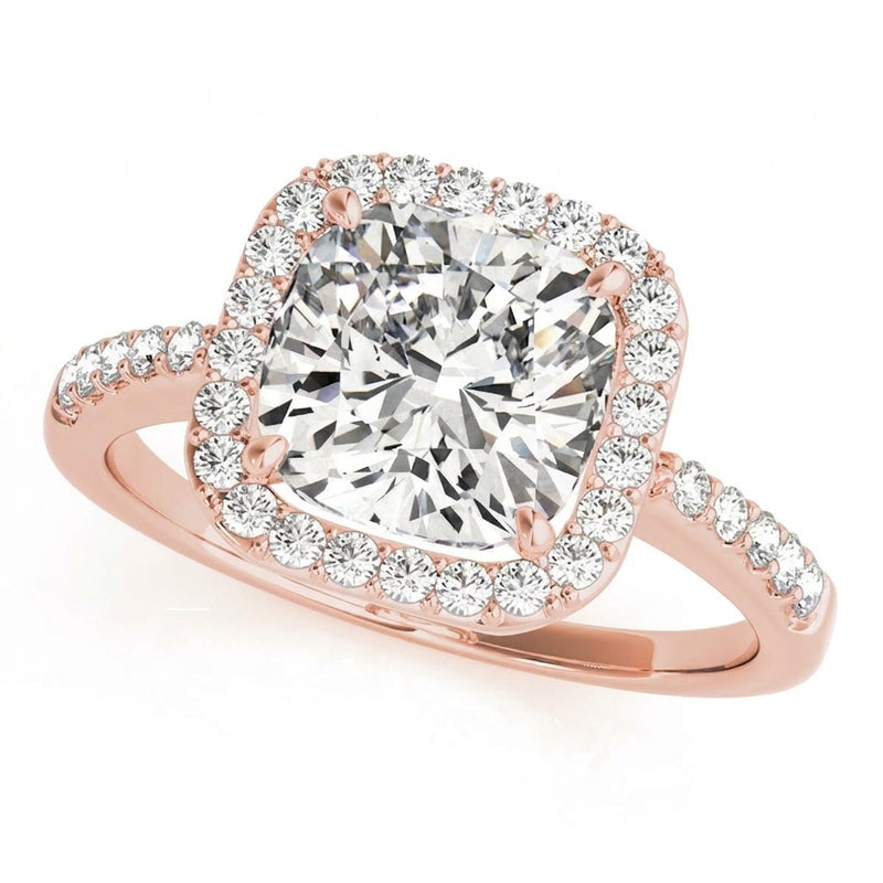 Halo Square & Engagement Ring (Cushion Center) — 83503 6 ct — Rose Gold