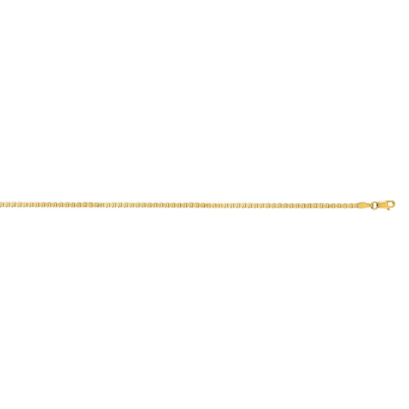 14K Gold 2.1mm Semi-Solid Box Chain 