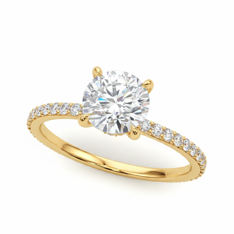 Hidden Halo Engagement Ring — Yellow Gold