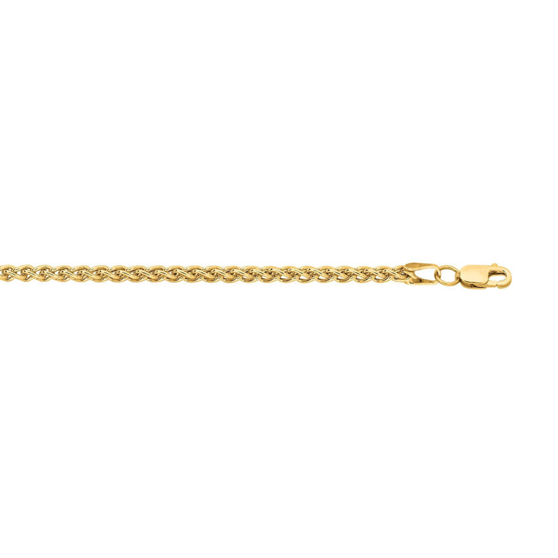 14K Gold 2.8mm Lite Round Wheat Chain 
