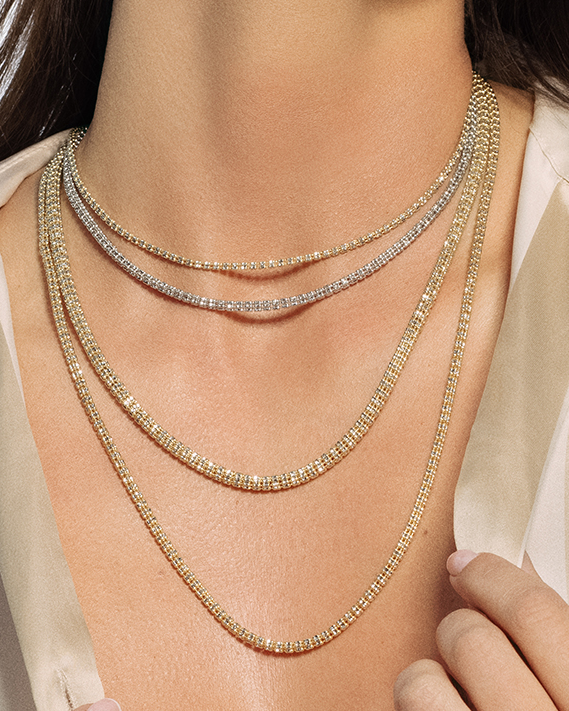 14K 3.3mm Two-Tone Fancy Ice Chain
