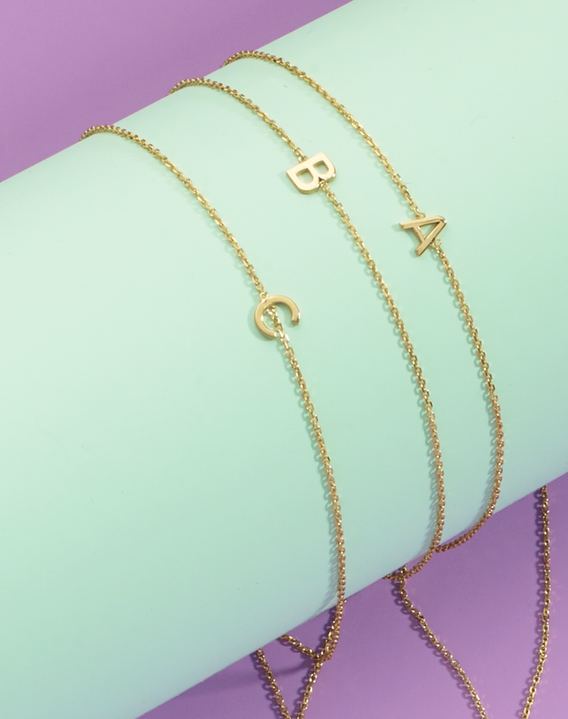 14K Mini Initials Bracelet - ALL LETTERS