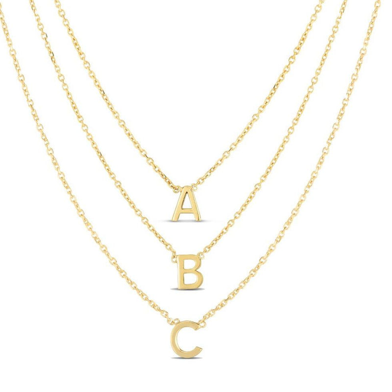 14K Mini Initials Necklace Series - ALL LETTERS