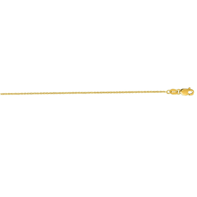 14K Gold 1.1mm Diamond Cut Cable Chain 