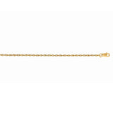 14K Gold 1.0mm Machine Rope Chain (Carded) 