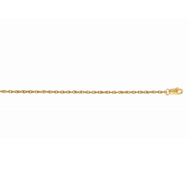 14K Gold 1.0mm Machine Rope Chain (Carded) 