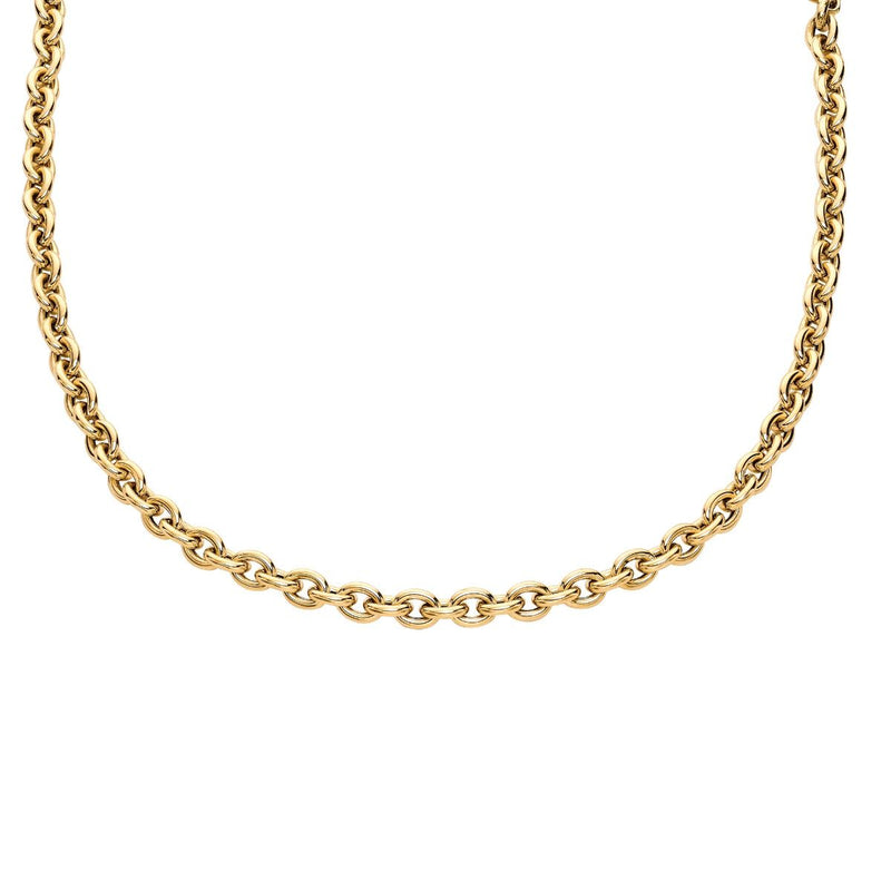 14K Gold Polished Oval Cable Link Chain