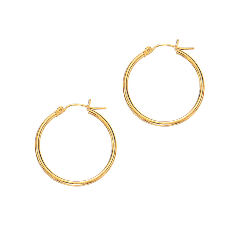 14K Gold 2x25mm Hoops
