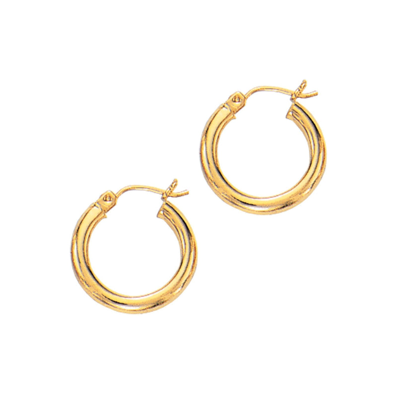 14K Gold 3x15mm Hoops