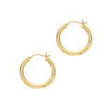 14K Yellow Gold 3mm Diamond Cut Hoop Earring