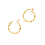 14K Yellow Gold Diamond Cut Hoop Earring