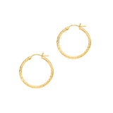 14K Gold 2mm Diamond Cut Hoop Earring