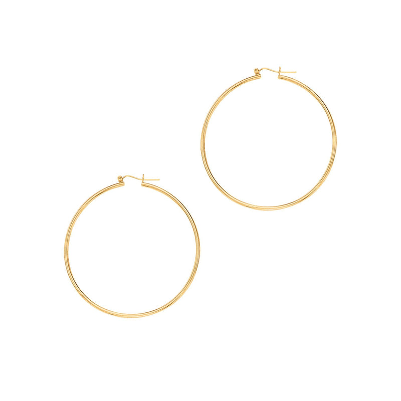 14K Gold 1.5x45mm Hoops