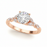 Marquise & Engagement Ring (Round Center) — Rose Gold