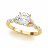 Marquise & Engagement Ring (Round Center) — Yellow Gold