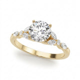 Marquise & Engagement Ring (Round Center) — Yellow Gold