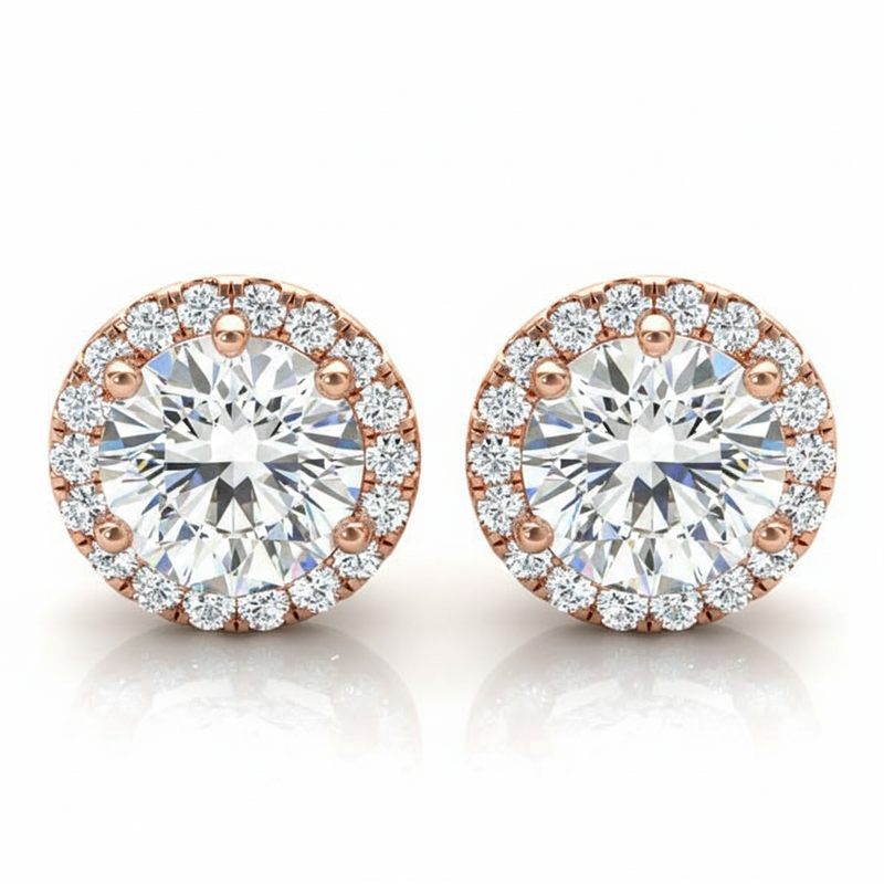 Martini Halo Earrings — 1/5 ctw — Rose Gold