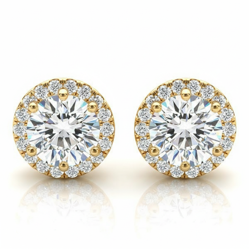 Martini Halo Earrings — 1/5 ctw — Yellow Gold