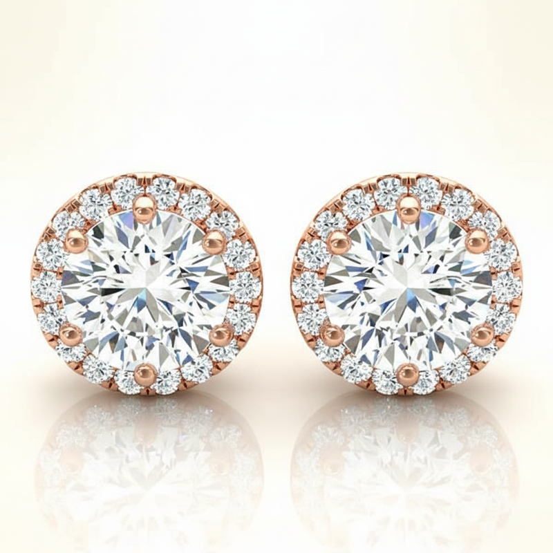 Martini Halo Earrings — 3/8 ctw — Rose Gold